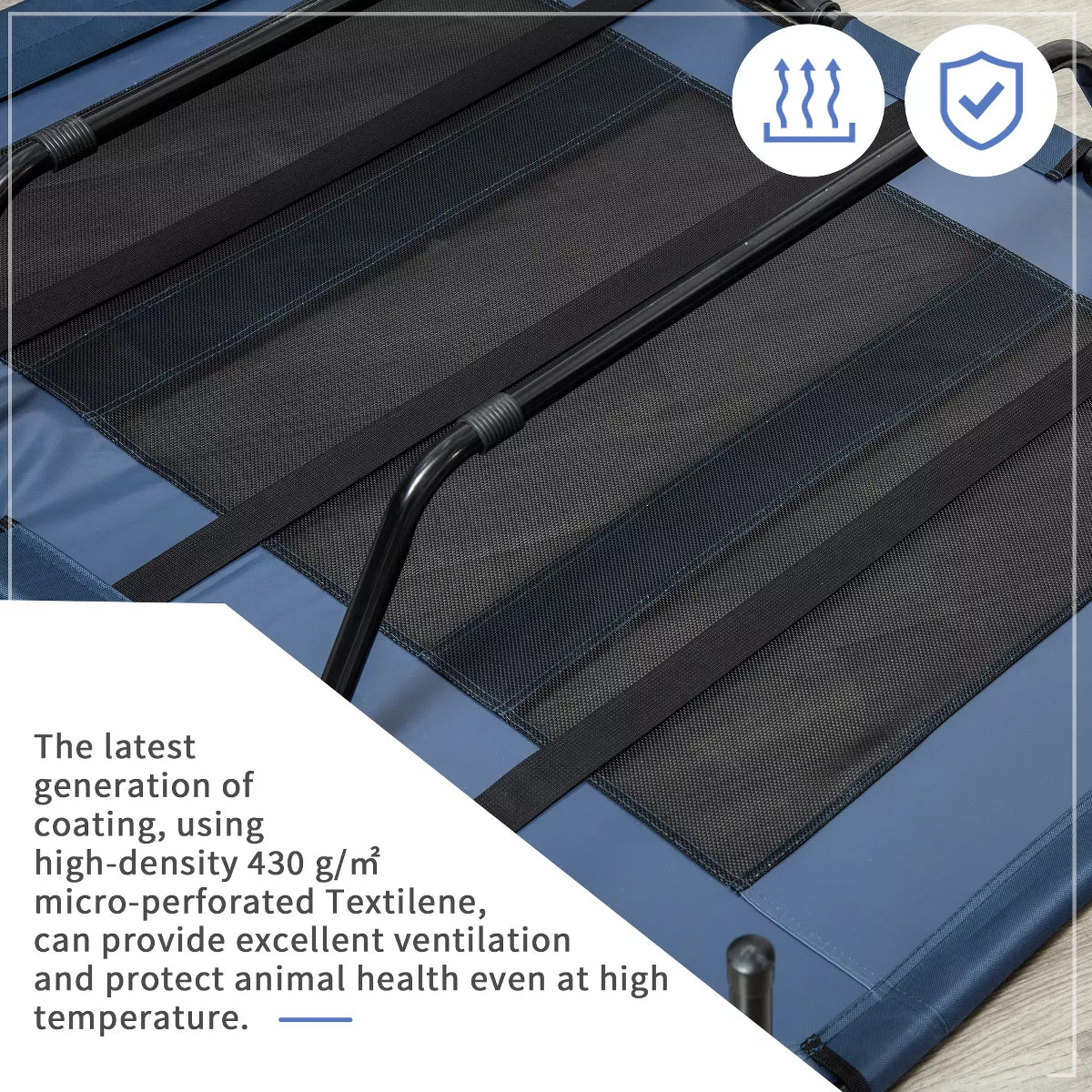 Pawhut 48" X 36" Elevated Breathable Dog Bed Portable Pet Cot W/ Carry Bag Metal Frame Breathable Mesh Indoor and Outdoor