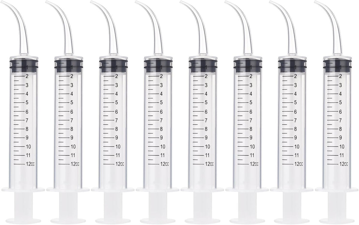 8 Pcs Syringe Dental Irrigation Syringe with Curved Tip