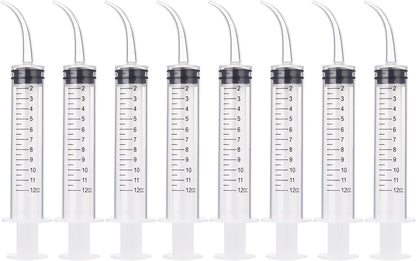 8 Pcs Syringe Dental Irrigation Syringe with Curved Tip