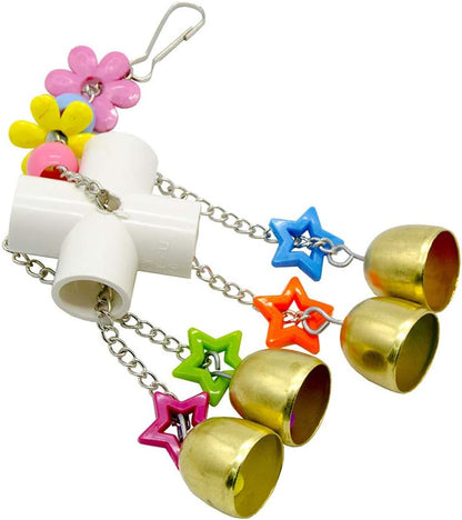 Bird Parrot Toy Colorful Bird Swing Toys with Bell Hanging Toy for Budgie Lovebirds Conures Small Parakeet Cages Decorative Accessories