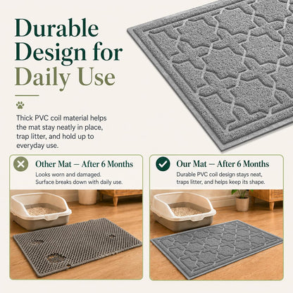Cat Litter Mat, Waterproof Litter Trap Mat, 35.4X23.6, Dark Grey