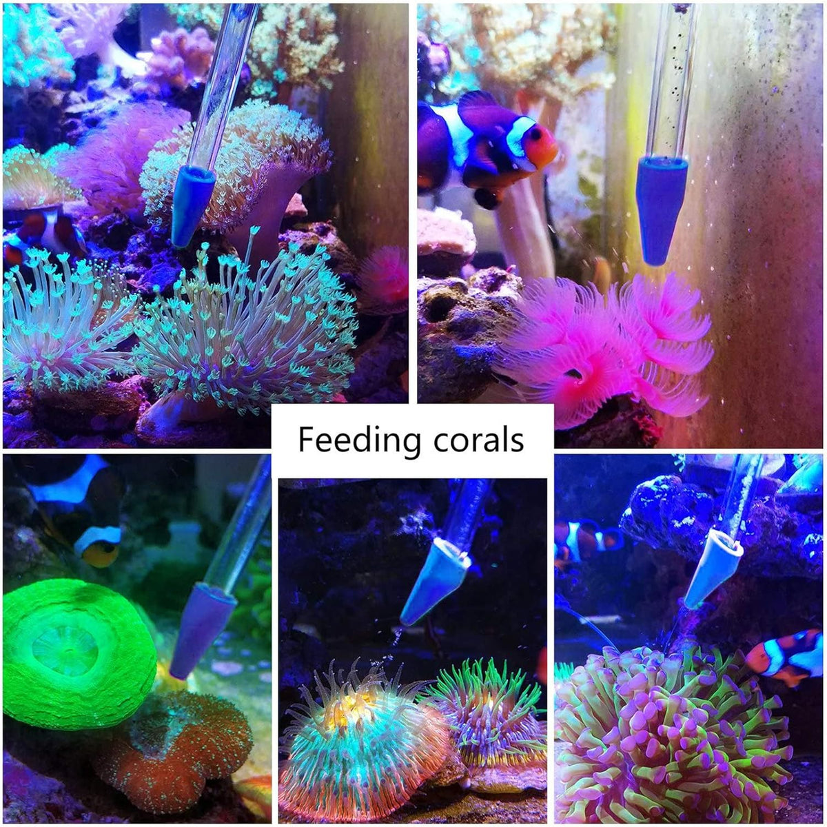 Coral Feeder Long Syringe Tube Liquid Fertilizer Feeder SPS HPS Marine Reef Coral Feeder Tool Fish Excreta Cleaner (6 Units 46.5CM/18.3 Inch)