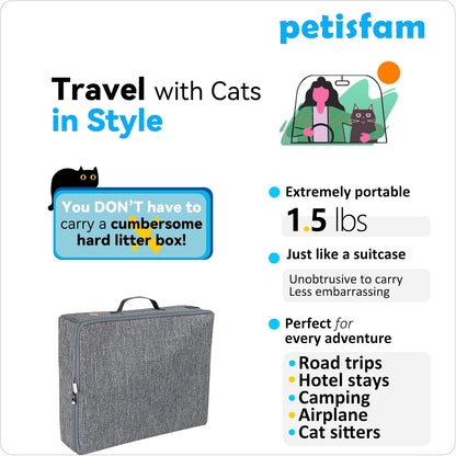 Portable Cat Travel Litter Box with Zipped Lid