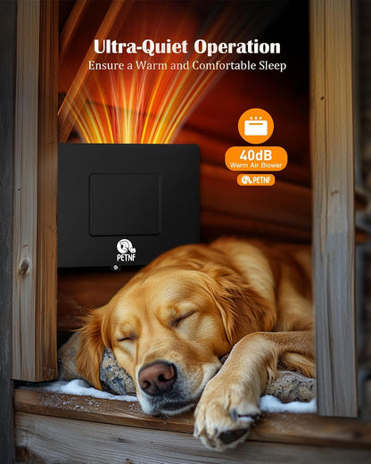 Dog House Heater, 32℉-122℉ Temp Control, Near-Silent No Fan & 30% Energy-Save ECO Mode, Overheat Protection & 6.6Ft Chew-Resistant Cord, Outdoor Dog House/Chicken Coop, Puppies/Preg/Senior Dogs