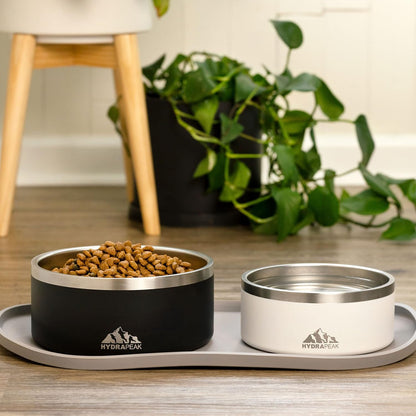 Dog Bowl, Non-Slip Stainless Steel Water and Food Dish, 4 Cup (White)