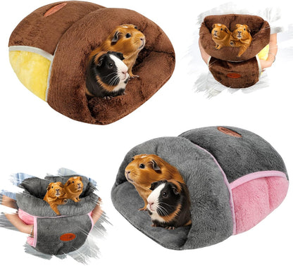 2 Pack Guinea Pig Bed, Slipper Cuddle Sack, Grey & Brown
