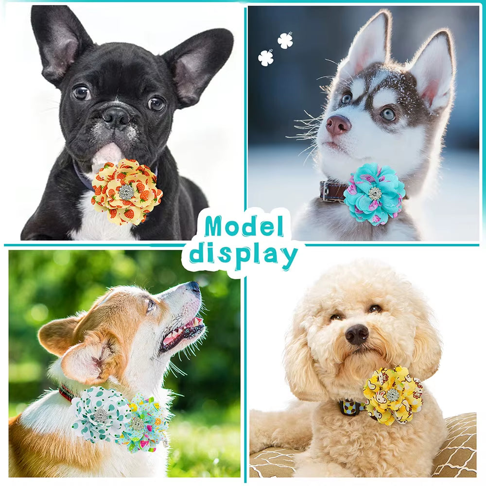 New Big Flower-Collar Remove Dog Bowtie for Dogs Pets Collar Accessories Fashion Dogs Bow Ties Collar Summer Pet Supplies