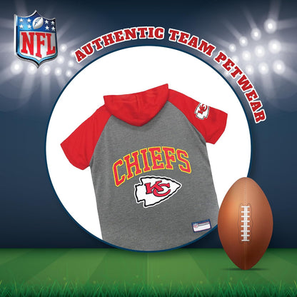 NFL Kansas City Chiefs Hoodie for Dogs & Cats. | NFL Football Licensed Dog Hoody Tee Shirt, Medium| Sports Hoody T-Shirt for Pets | Licensed Sporty Dog Shirt