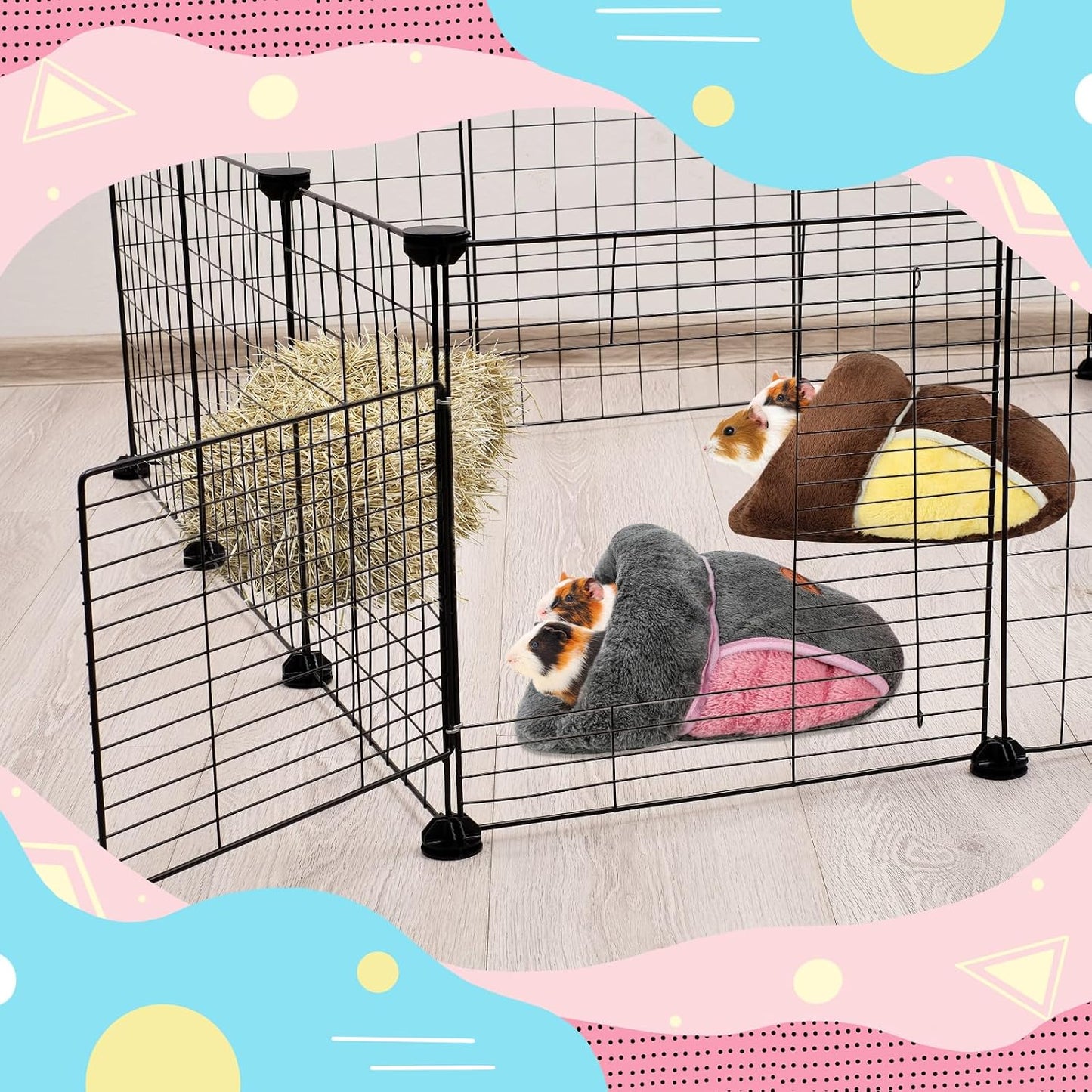 2 Pack Guinea Pig Bed, Slipper Cuddle Sack, Grey & Brown