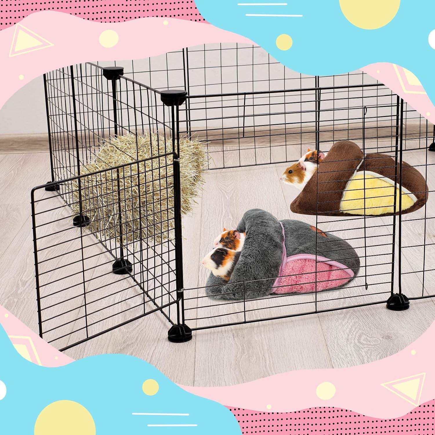 2 Pack Guinea Pig Bed, Slipper Cuddle Sack, Grey & Brown